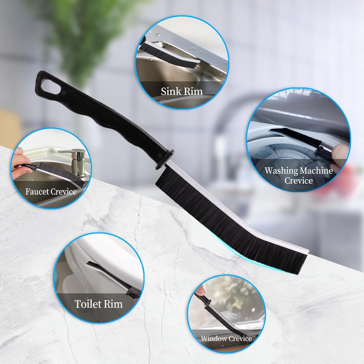 Skiennix Crevice Cleaning Brush Set - Hard Bristle Multifunctional Tool for Bathroom & Kitchen | 2 Pcs