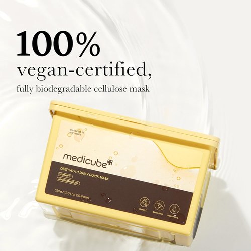 Medicube Deep Vita C Daily Quick Sheet Masks - Vegan Certified, Triple Vitamin Complex for Radiance | 30 Sheets