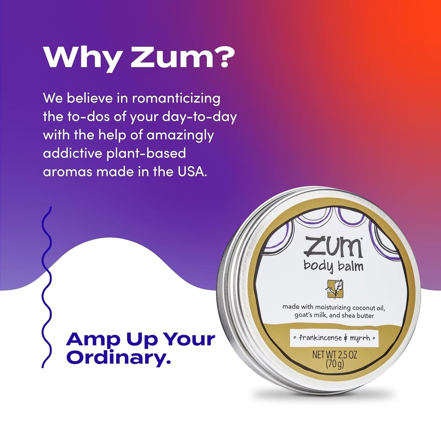 Zum Indigo Wild Body Balm - Natural Moisturizer with Goat's Milk & Shea Butter - Frankincense & Myrrh - 2.5 oz