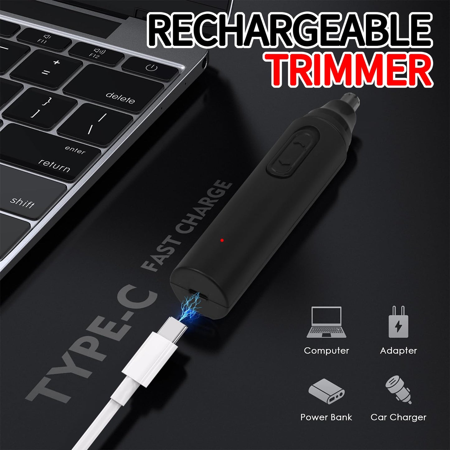 Yunmiss Nose Hair Trimmer for Women Men,Painless Rechargeable Ear Hair Trimmer Clipper,Portable Facial Hair Removal and Eyebrow Razor for Travel (Black)