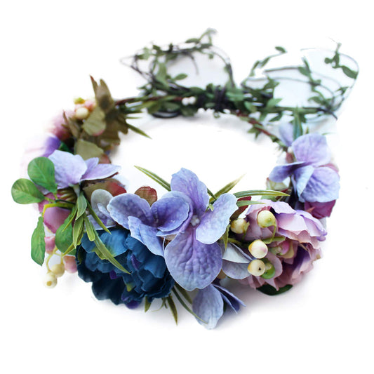 YnimioAOX Handmade Adjustable Flower Wreath Headband Halo Floral Crown Garland Headpiece,A7-purplepink