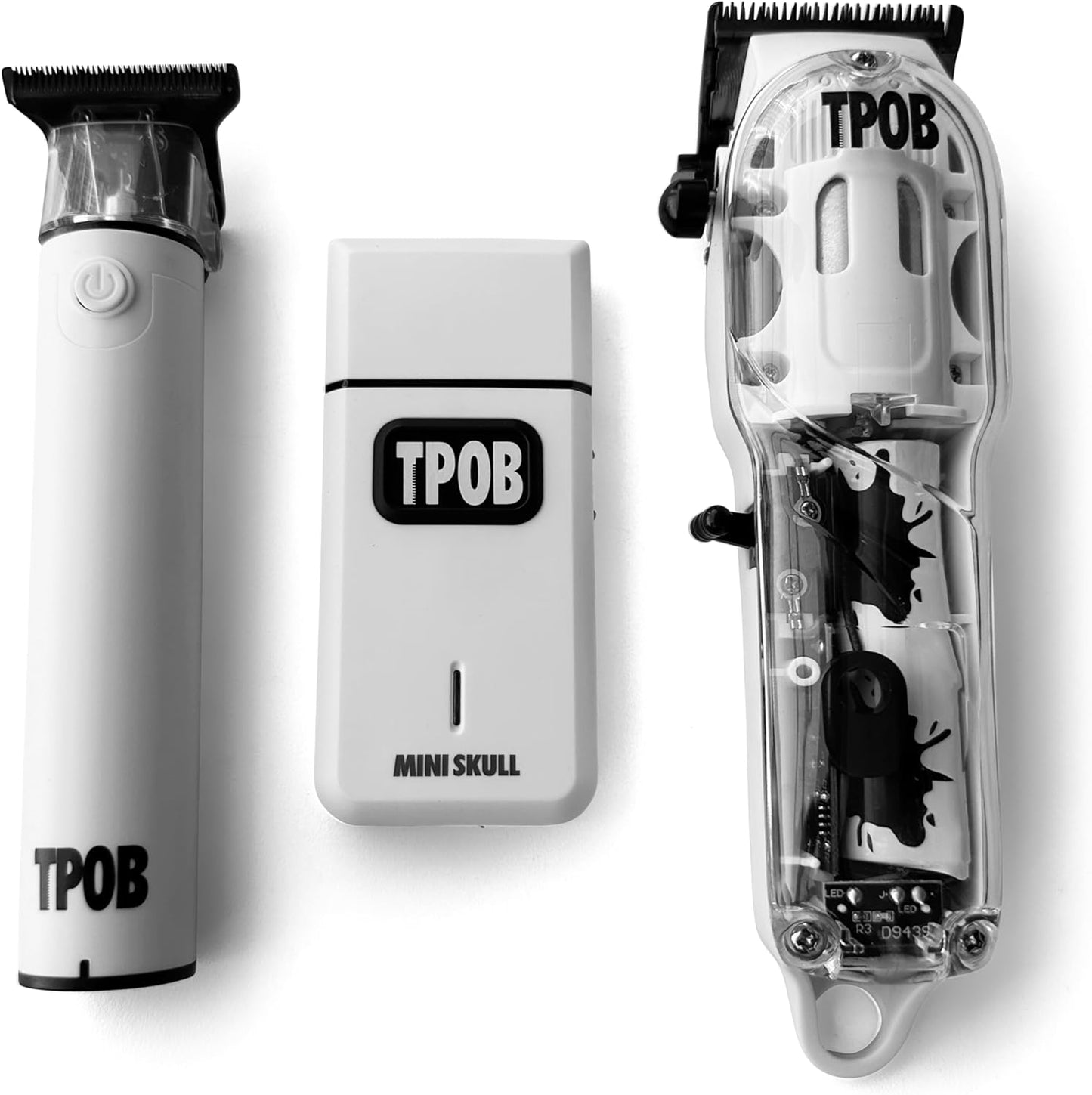 TPOB Barber Hair Clippers Set - Matte White Case with Fade Blade for Precision Grooming