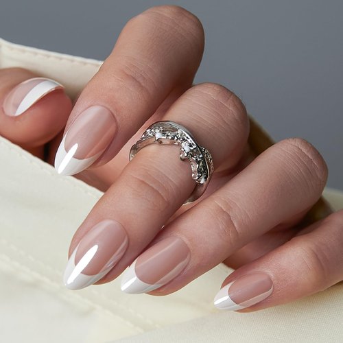 Curvlife Soft Gel Press on Nails, 30Pcs 15 Sizes Gel French Nail Tips, Full Cover Design Reusable Fake Nails Kit with Glue and Adhesive Tabs