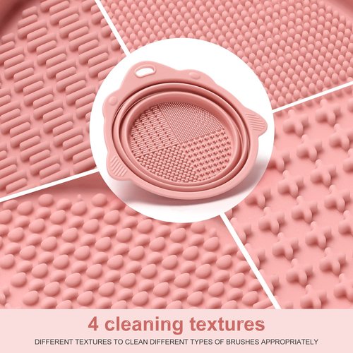 Etercycle Foldable Silicone Makeup Brush Cleaner Bowl - Portable Tool for Brushes & Sponges (Pink)