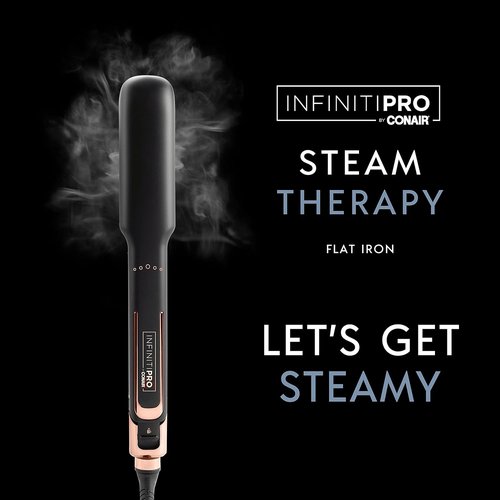 INFINITIPRO by CONAIR Steam Therapy Flat Iron - 1.5-Inch Hair Straightener for Smooth, Sleek Styles