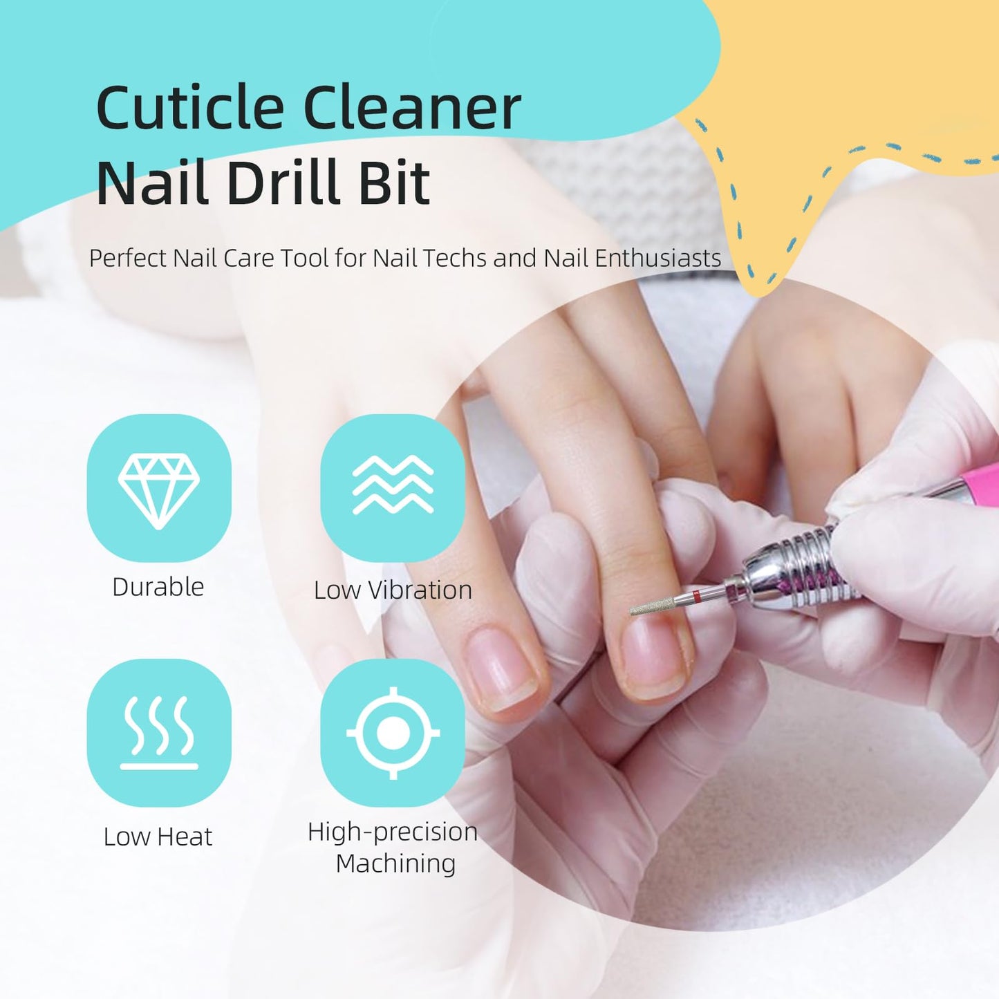 HYTOOS 2mm Tapered Barrel Cuticle Clean Nail Drill Bits, Russian Diamond Nail Bit Professional Safety Under Nail Cleaner Burr for Cuticle Dead Skin, Electric Nails Drill Accessories, Fine