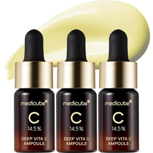 Medicube Deep Vita C Serum 2.0 - 14.5% Pure Vitamin C for Dark Spot Reduction | 3 Bottles (10g Each)