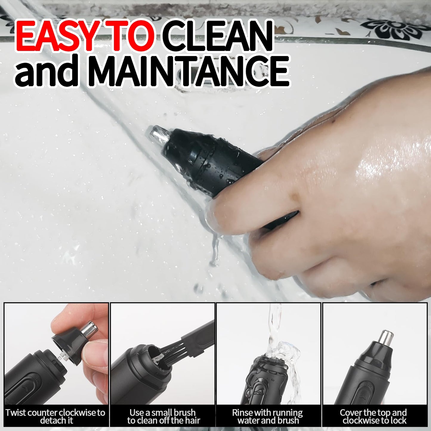 Yunmiss Nose Hair Trimmer for Women Men,Painless Rechargeable Ear Hair Trimmer Clipper,Portable Facial Hair Removal and Eyebrow Razor for Travel (Black)