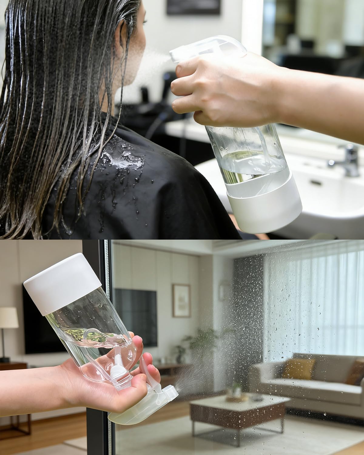 Skiennix 360° Glass Spray Bottles - 16 oz Refillable Containers with Silicone Sleeve & Adjustable Nozzles | Perfect for Hair, Cleaning & Plants