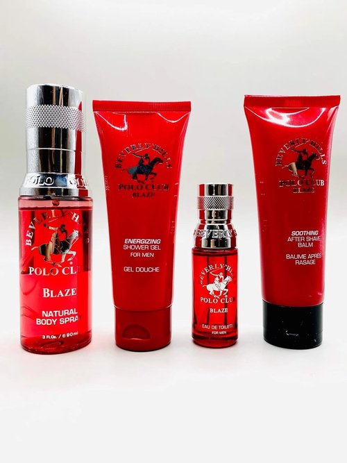 Beverly Hills Polo Club Blaze Luxury Cologne Gift Set for Men | 4-Piece Fragrance Collection