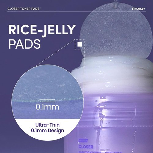 **FRANKLY Pore Closer Toner Pads - Hydrating Rice Jelly Pads with 9 Peptides & Vegan Collagen | 70 Count**