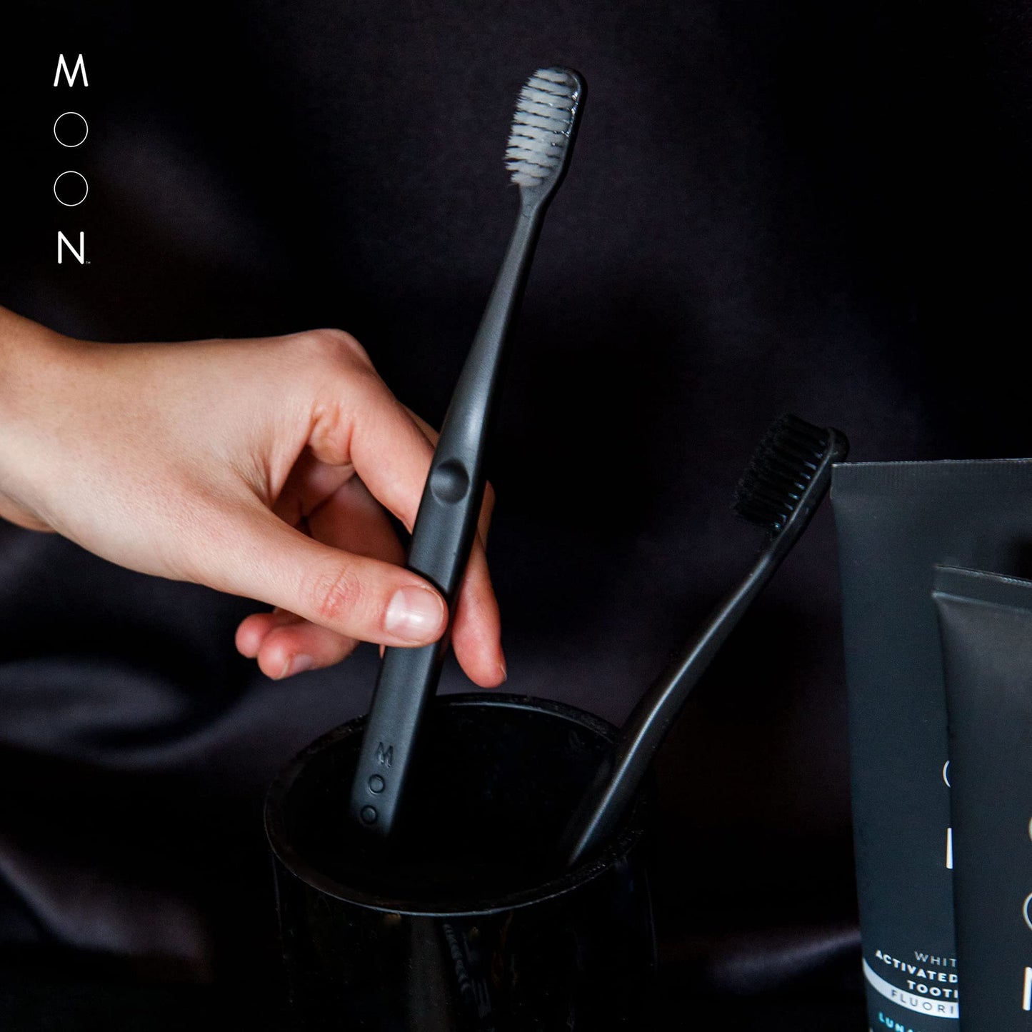 MOON Soft Bristle Toothbrushes, White and Black Sleek Design, Gentle Cleaning, Ideal for Daily Oral Care, Soft Bristles for Comfortable Use, (2 Pack)