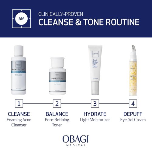 Obagi Medical Acne Treatment Bundle - Foaming Cleanser, Pore Therapy Toner & Hydrate Gel-Cream | 2% Salicylic Acid for Clear Skin