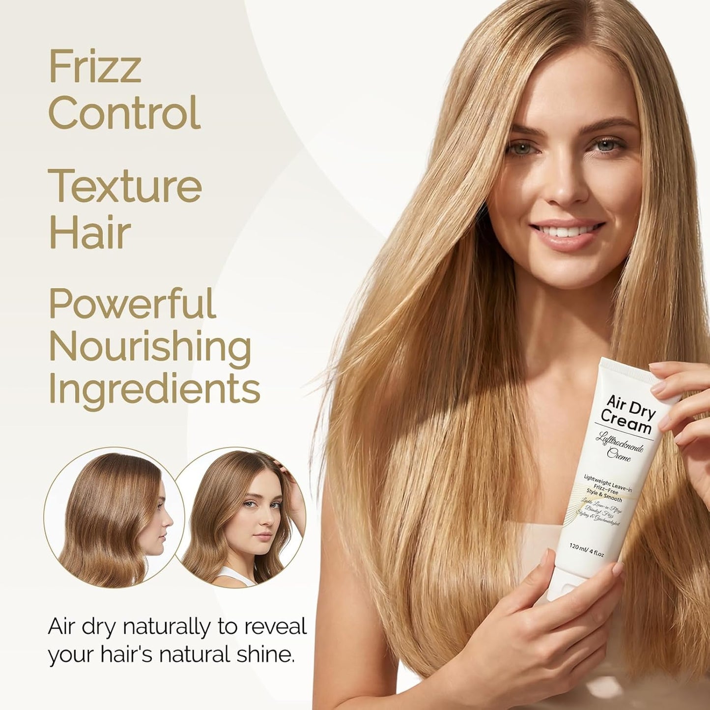 Skiennix Air Dry Cream - No-Heat Styling Cream for Frizz Control | Enhances Natural Texture, 4 oz