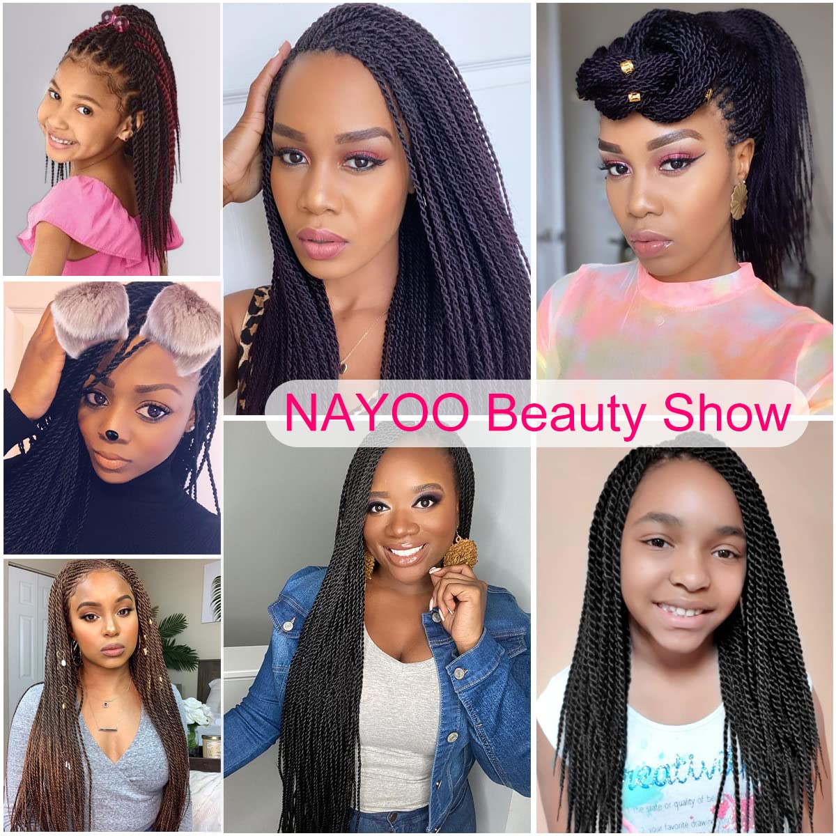 NAYOO Small Crochet Hair Senegalese Twist 18 Inch 8 Packs Ombre Braids Crochet Hair Pre-Looped, 35 Strands/Pack Crochet Twist Hot Water Setting, Ombre Crochet Hair for Black Women(18 Inch, 1B/350/613)