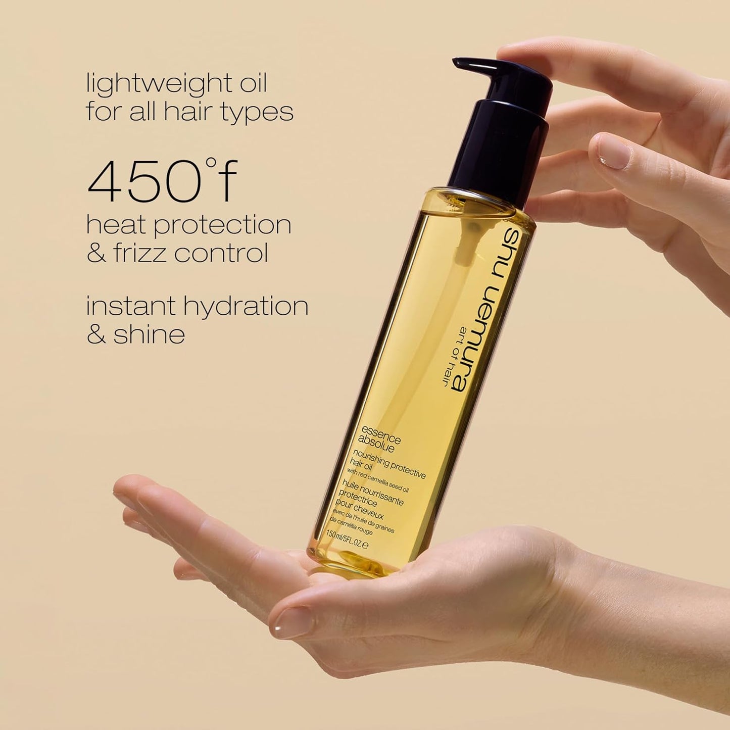 Shu Uemura Art of Hair Essence Absolue Nourishing Hair Oil - Lightweight Hydration & Shine | Heat Protection with Japanese Camellia Oil