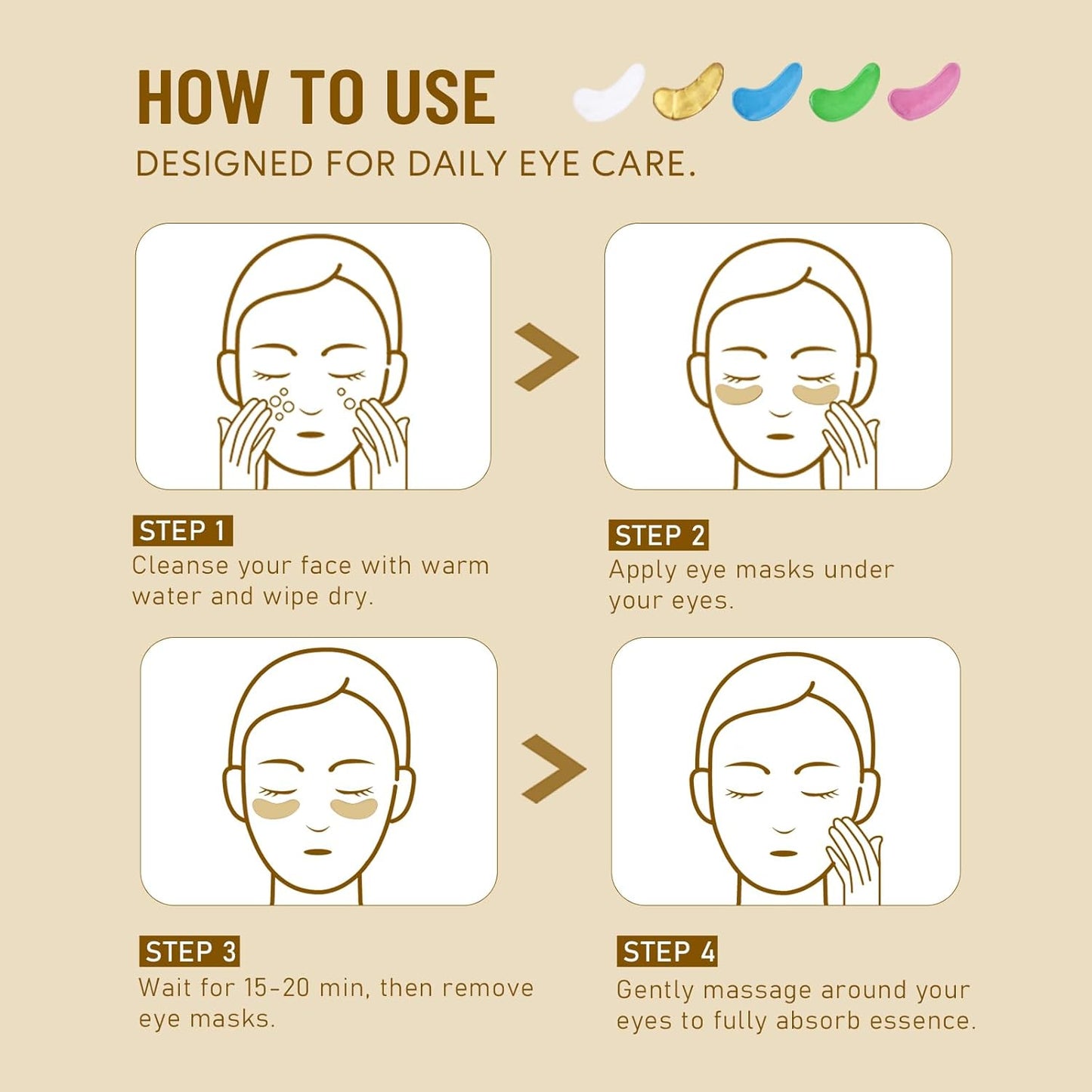 Yeokoe Under Eye Patches - Collagen & Retinol Eye Masks for Dark Circles | 20 Pairs of Spa-Quality Skincare