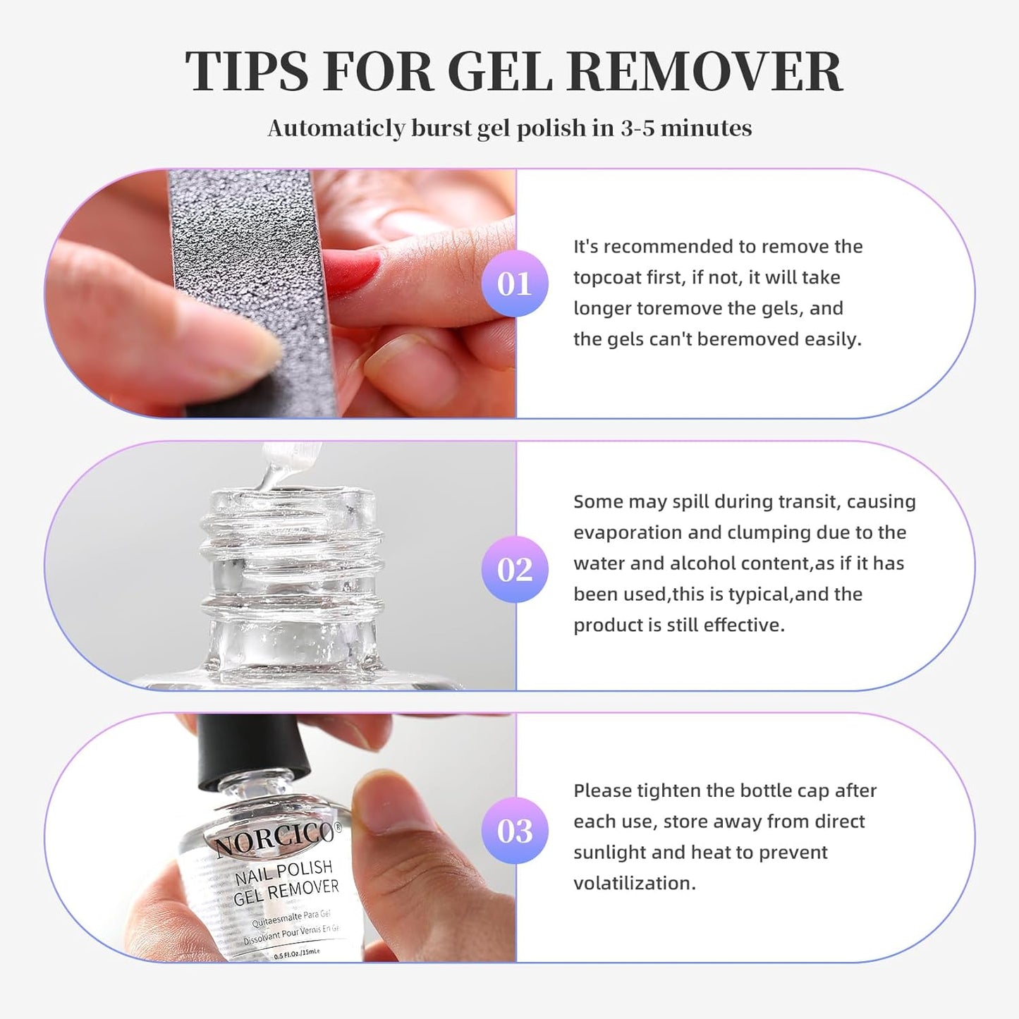 Skiennix Gel Nail Polish Remover - Low-Odor, Quick & Gentle Acetone-Free Solution | 15ml