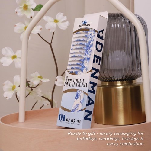Denman D28 Wide Tooth Detangling Comb - Curved Pin For Detangling, Curl Defining, Smoothing - Wet Comb For All Hair Types, Women and Men
