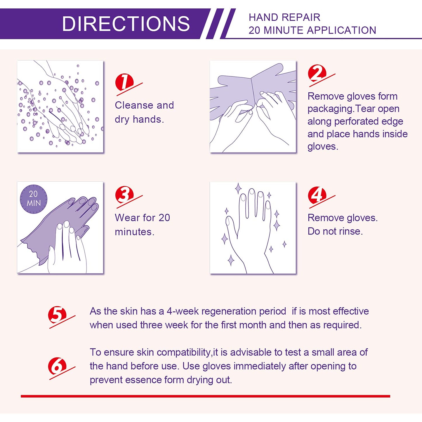 Skiennix Moisturizing Gloves - Hand Spa Mask with Collagen & Vitamins | 4-Pack for Dry, Cracked Skin