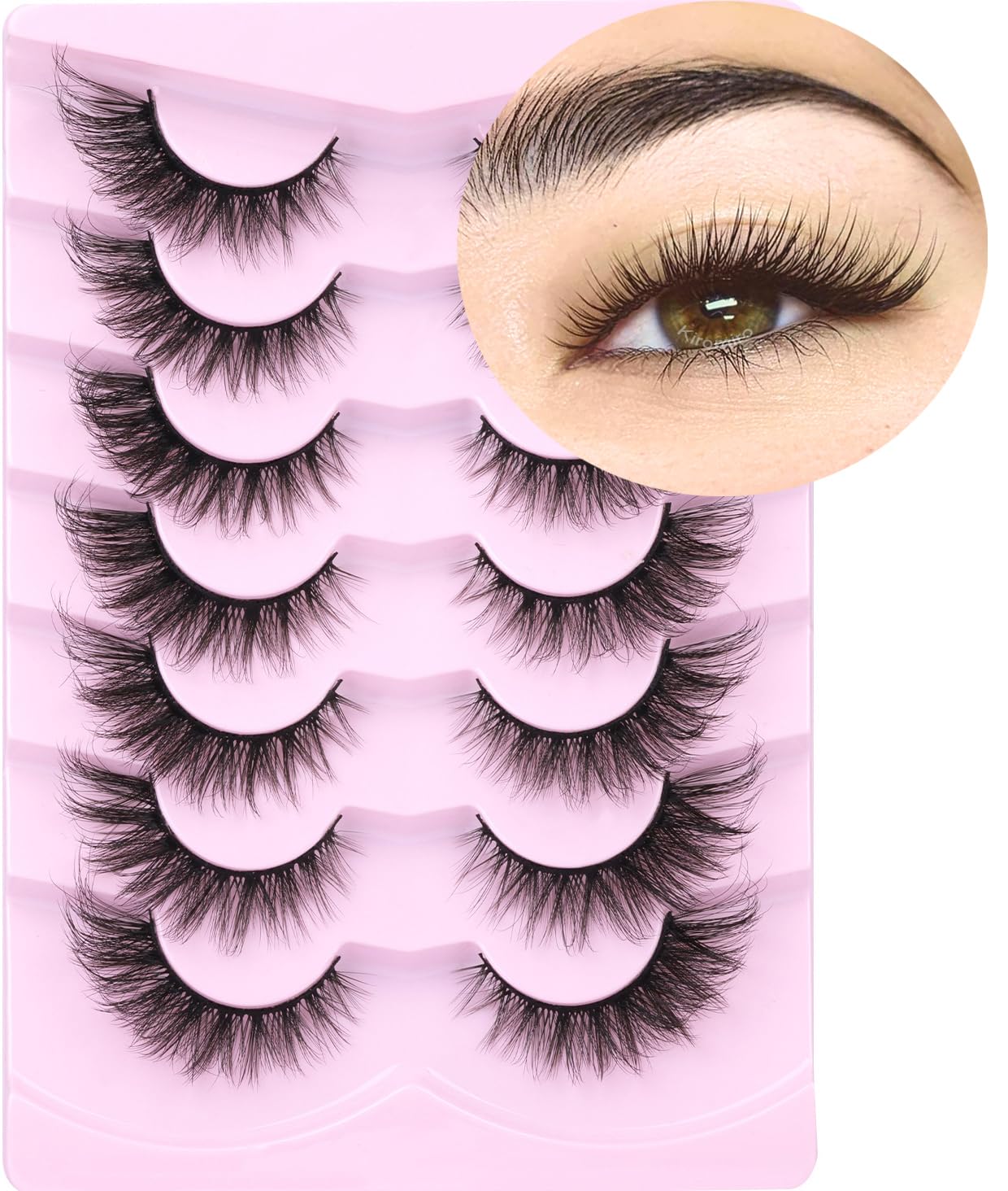False Lashes Natural Look Fluffy Faux Mink Eyelashes Wispy Fox Eye Lashes That Look Like Extensions 3D Mink Lashes Natural Strip Lashes Pack by Kiromiro
