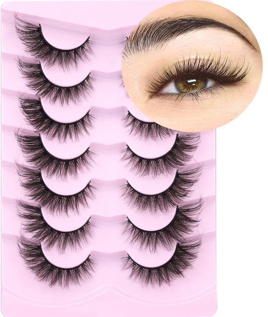 False Lashes Natural Look Fluffy Faux Mink Eyelashes Wispy Fox Eye Lashes That Look Like Extensions 3D Mink Lashes Natural Strip Lashes Pack by Kiromiro