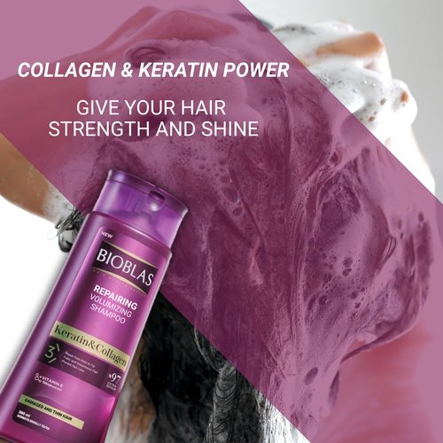 Bioblas Anti-Hair Loss Shampoo - Repairing & Plumping Formula with Keratin & Collagen | 360 ML