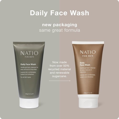 Natio Australia For Men Daily Face Wash - Gentle Facial Cleanser with Lemon & Lavender | 5.2 oz