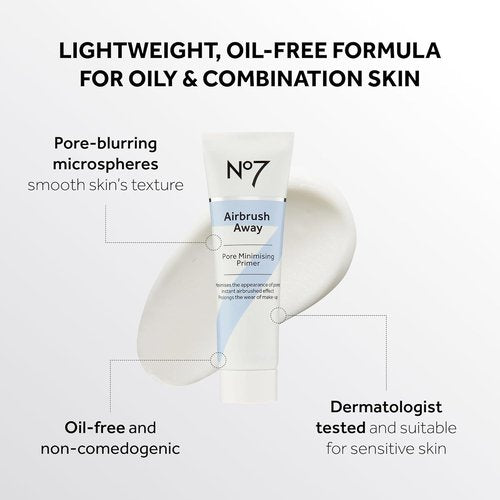 No7 Airbrush Away Pore Minimizing Facial Primer - Lightweight Matte Formula for Oily Skin | 30ml