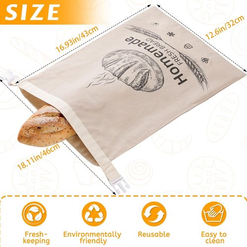 1 Pack Beeswax Bread Bags for Sourdough,Reusable Organic Linen Beeswax Bread Bag for Homemade Sourdough 17 x 12.6 Inches Food Storage Cloth Bag – Freezer-Friendly & Freshness Preservation