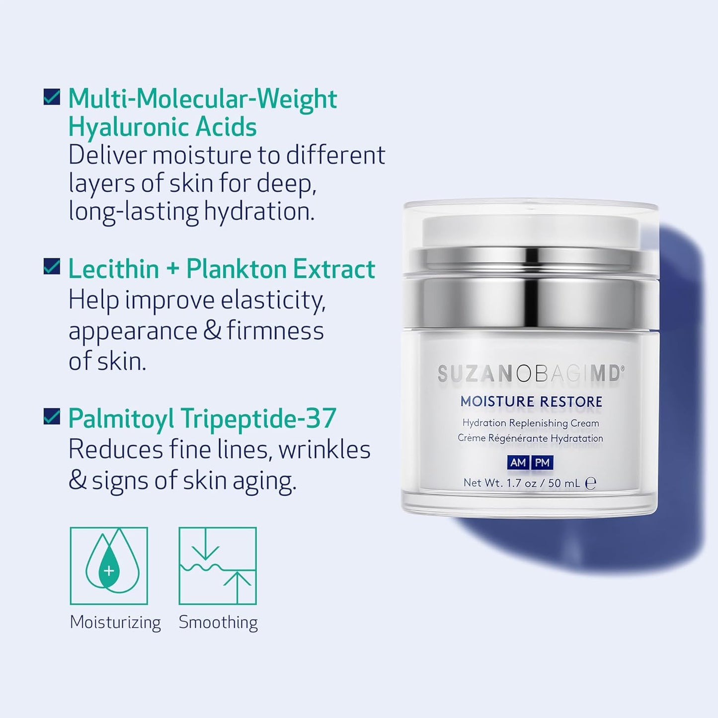 SUZANOBAGIMD Moisture Restore - Medical-Grade Multi-Layered Hydration for Redness Relief & Improved Skin Texture - 1.7 oz