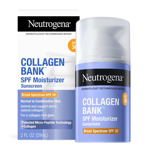 Neutrogena Collagen Bank Face Moisturizer - Anti-Aging Cream with SPF 30 & Micro-Peptides | 2 fl oz + Hydro Boost Cleanser 0.5 oz