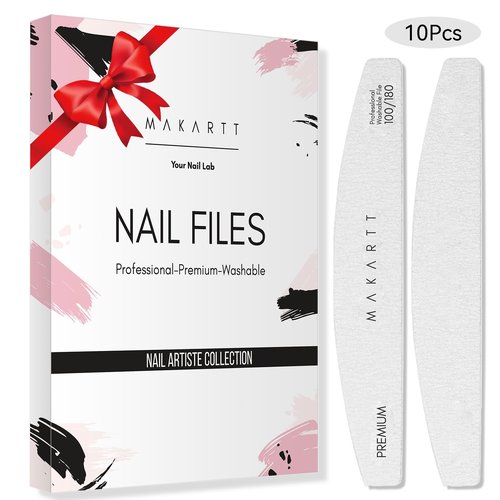 Makartt Nail File: Professional Nail Files, 100/180 Grit Emery Boards for Nails, 10 Pcs Zebra Doubled Sides Coarse Fingernail Filer for Acrylic and Extension Gel Removal Manicure Kit Salon Home Use