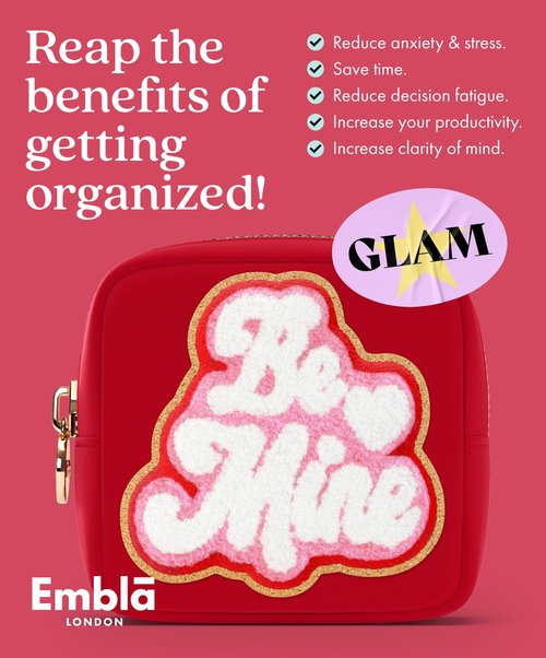 BE MINE Valentine Makeup Bag Travel Cosmetics Pouch and Toiletry Bag, Nylon Zipper Pouch Purse, Cute Make Up Organizer Storage Tote for Women Girls, Travel Skincare Case, Small Makeup Bags, Ruby Red