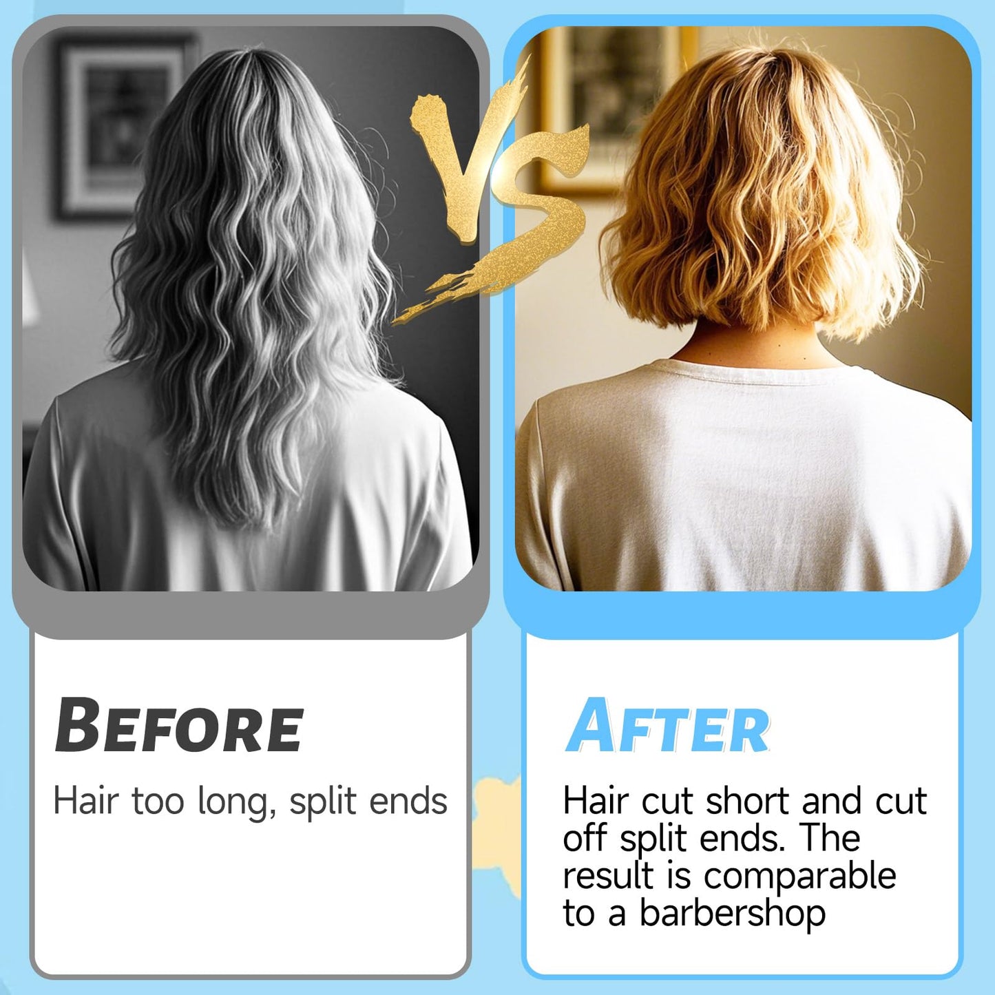 Hair Cutting Tool, DIY Layering and Trimming Kit with Clips, Guide for Bangs, Layers, Split Ends