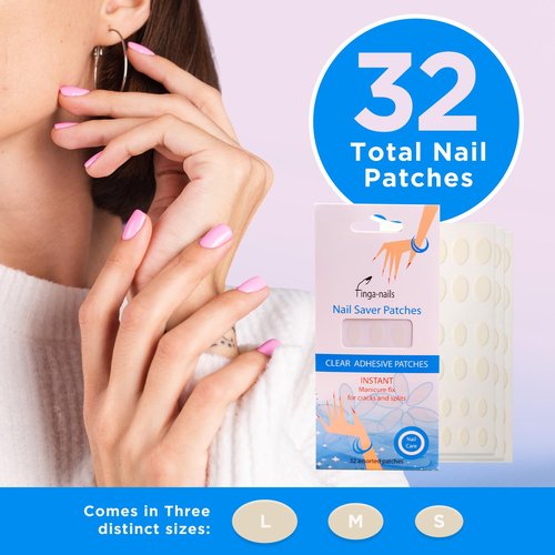 Nail Repair Patches - Clear Self-Adhesive Broken Nail Patches for Broken Fingernails - Split Fingernail Repair Sheet Instant Protection for Chips and Splits - 32 Pre-Shaped Tabs Manicure Saver Kit