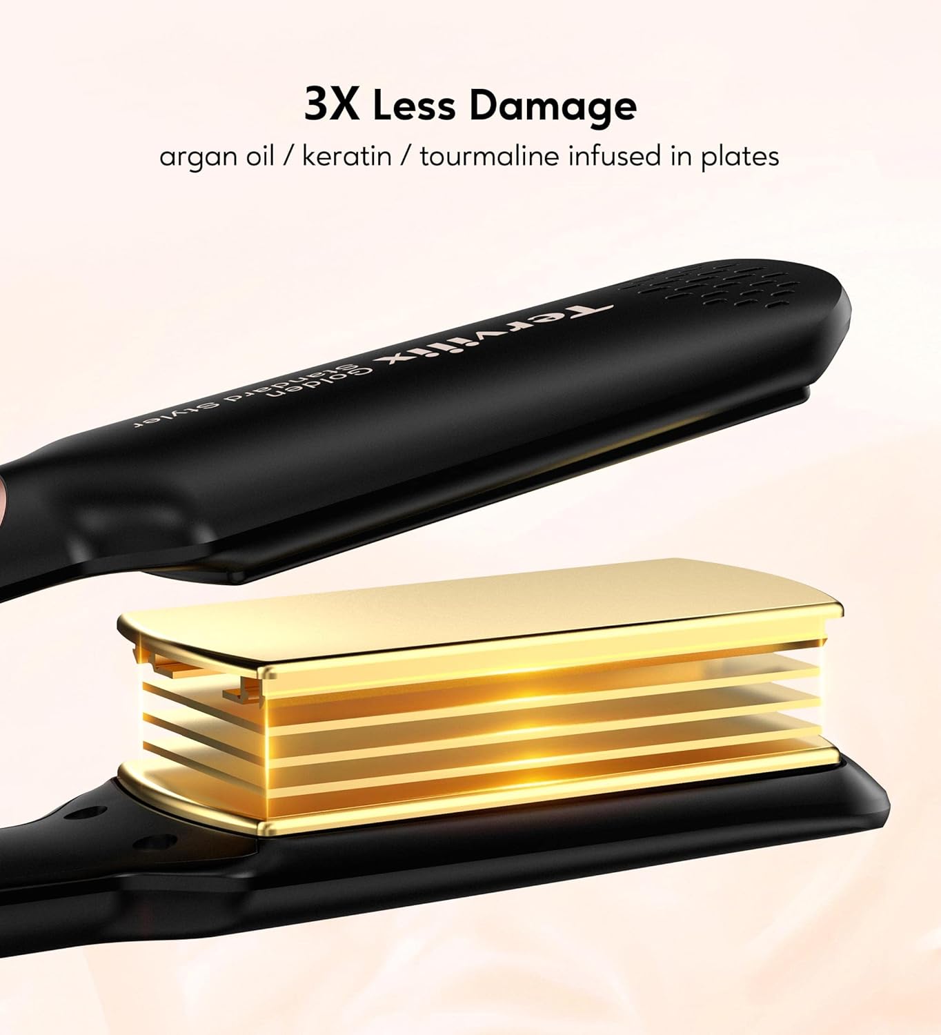 Terviiix Flat Iron Hair Straightener - Ceramic & Tourmaline for Smooth, One-Swipe Results | 1-3/4 Inch Wide