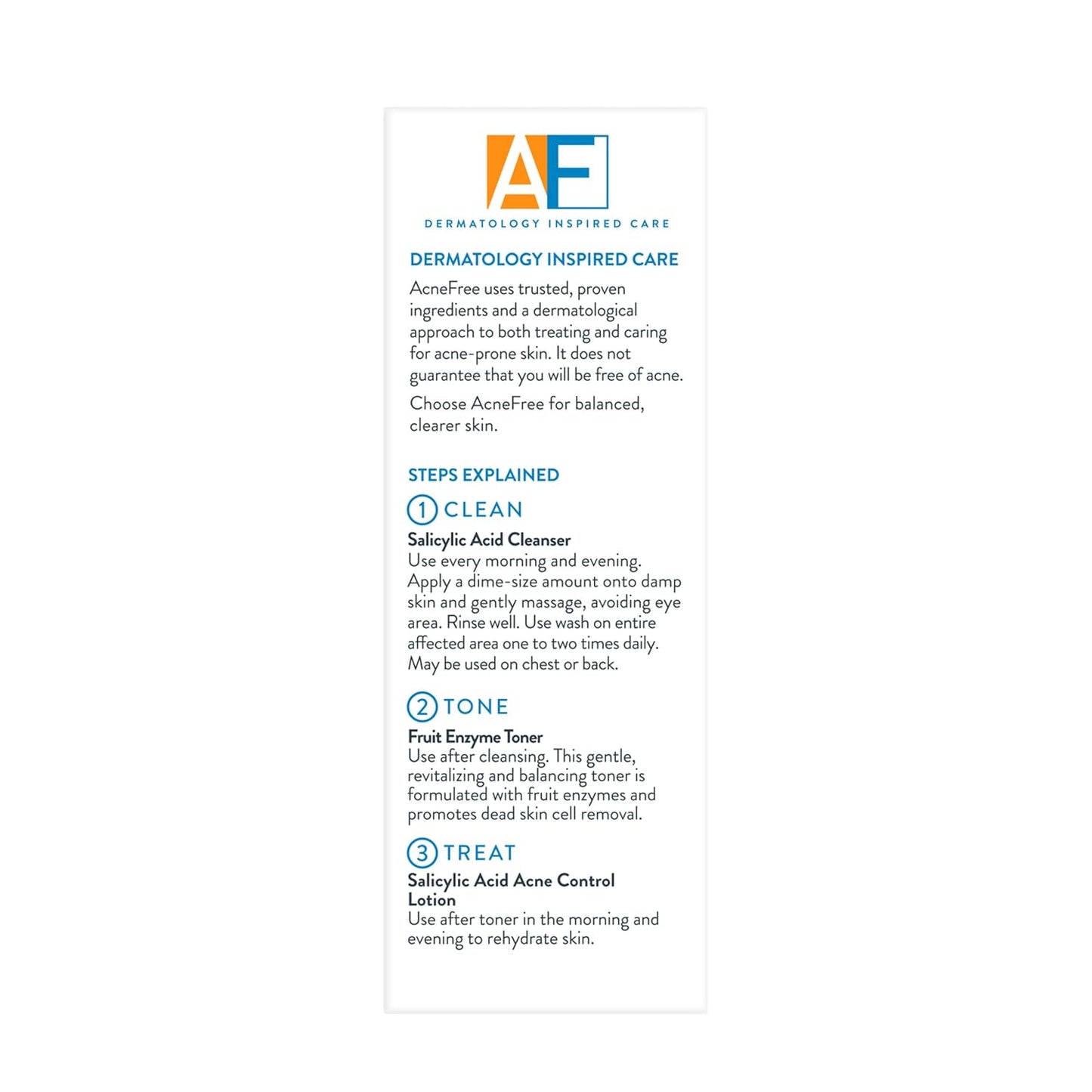 AcneFree 24Hr Acne Clearing System - 3-Step Kit with 1.5% Salicylic Acid for Sensitive Skin
