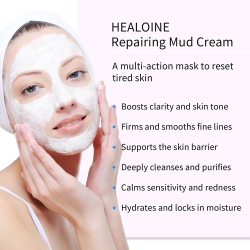 HEALOINE Clarifying Mask Pore Refreshing Mask Mud Cream Hydrating Wash Off Pack, Pore Cleansing Exfoliator, Korean Skin Care 4.23 fl.oz