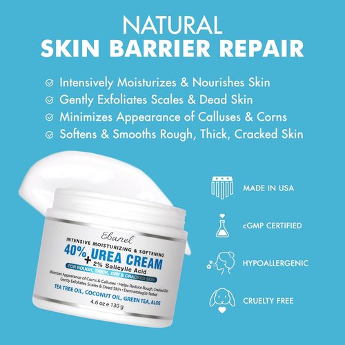Ebanel Urea Cream 40% | Salicylic Acid Foot Cream for Dry Cracked Heels & Skin Repair