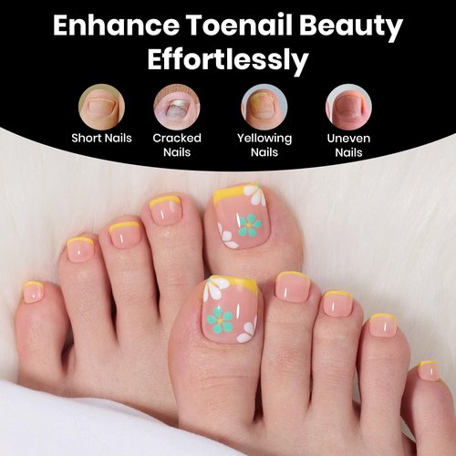 Beetles Toe Nail Tips Square for Big Toes - 15 Sizes 180 Pcs Long Wider Full Cover Toenail Tips Fake Acrylic Pre-etched Double Matte Nail Extensions, Press on Toe Nails for Wide Nail Beds