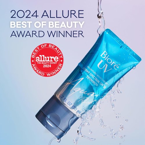 Biore UV Aqua Rich Daily Hydrating Facial Moisturizer with SPF 50 - Oil-Free Sunscreen & Primer for Sensitive Skin, 1.7 Oz