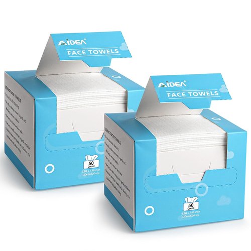 AIDEA Disposable Face Towels - 100 Count | Gentle Cleansing Wipes for Sensitive Skin, Perfect for Travel