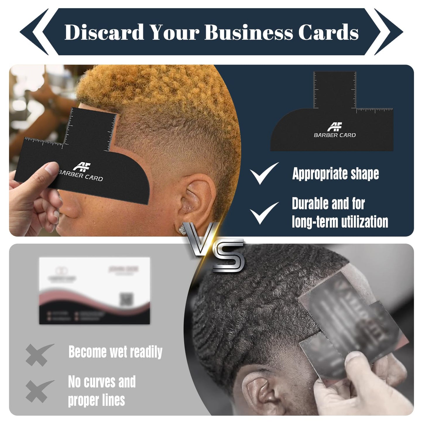 Skiennix Barber Enhancement Card - Reusable Measurement Tool for Precise Hairline Shaping | Black, One Size