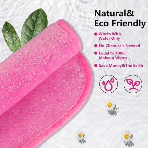 Orighty Makeup Remover Cloths - Reusable Microfiber Facial Cleansing Towels | Effortlessly Remove Makeup with Water, 15.5 x 7.5 in, Blue/Purple/Black/Pink