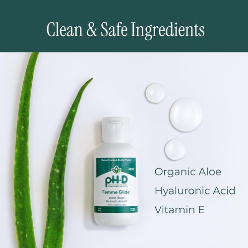 pH-D Feminine Health Femme Glide Personal Lubricant - Hydrating Water-Based Formula with Organic Aloe Vera & Vitamin E, 2oz