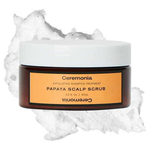 **Ceremonia Papaya Scalp Scrub - Exfoliating Shampoo Treatment with Papaya Enzymes & Pink Salt | 1.69 Fl. Oz.**