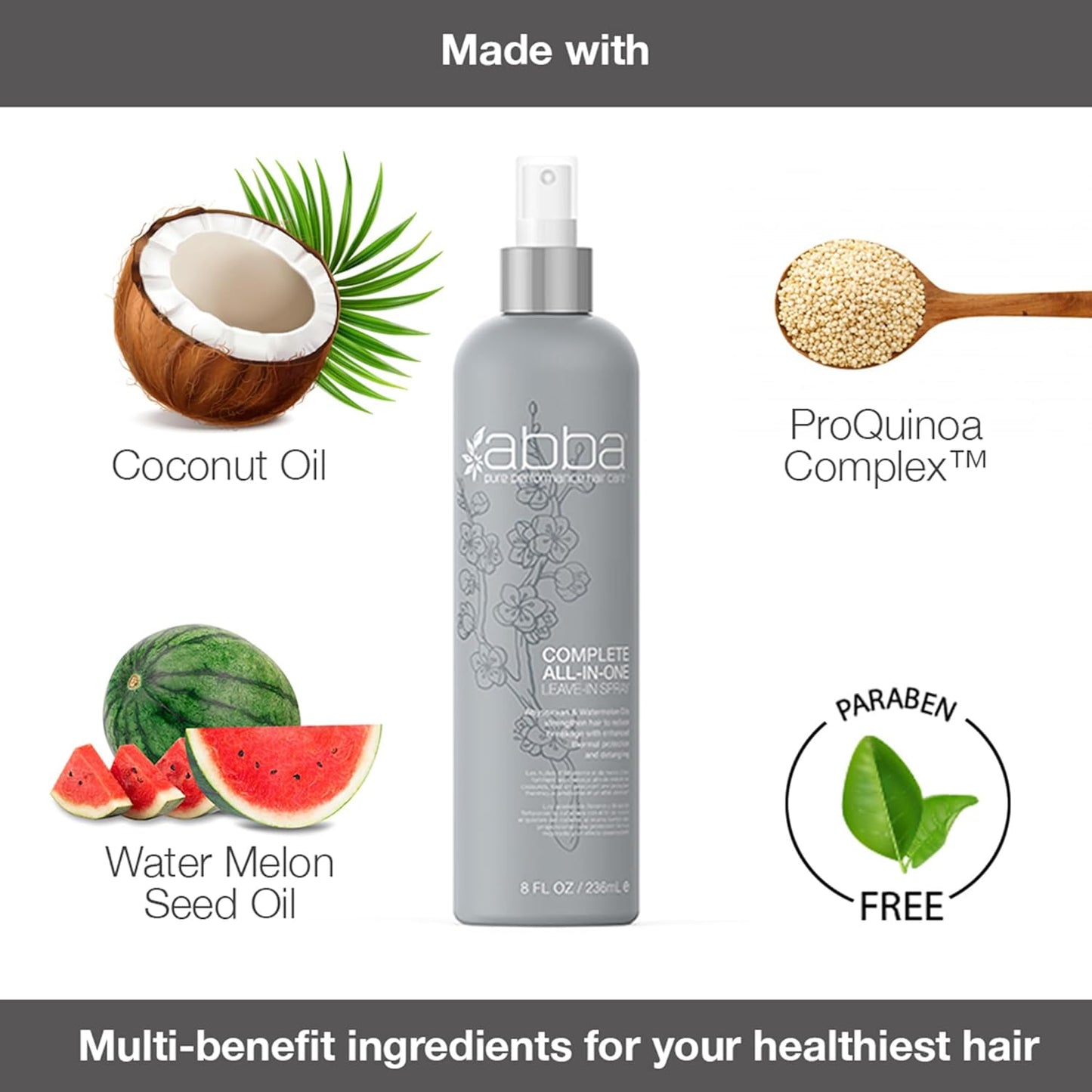 ABBA - Complete All-In-One Leave-In Spray for All Hair Types | Abyssinian & Watermelon Essence