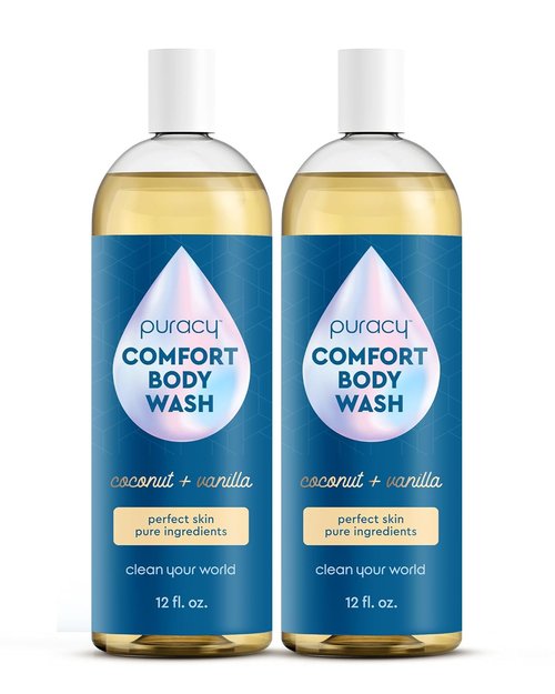 Puracy Natural Body Wash - Moisturizing Shower Gel for Sensitive Skin - 2-Pack 12 fl oz | Coconut & Vanilla