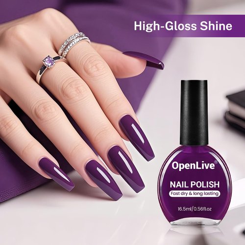 OpenLive 16.5ml Purple Nail Polish Large Volume Quick Drying Nail Polish, Fast Drying and Long Lasting Color Nail Art DIY Home Manicure Gift for Women